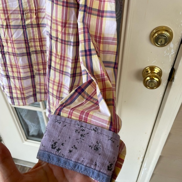 Guess Vibrant Plaid Shirt with Purple and Yellow - Picture 4 of 6